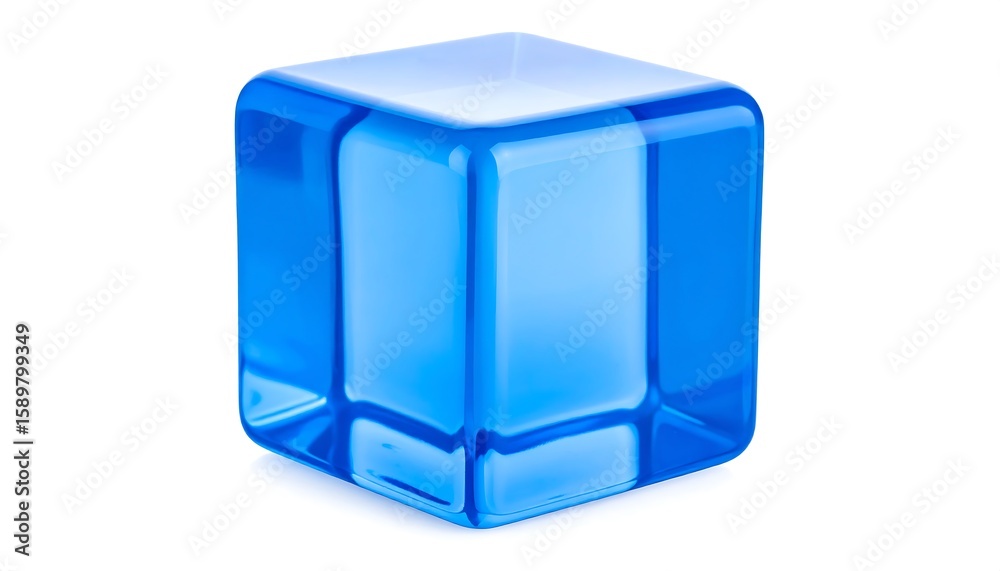 A vibrant blue glass cube A vibrant blue glass cube