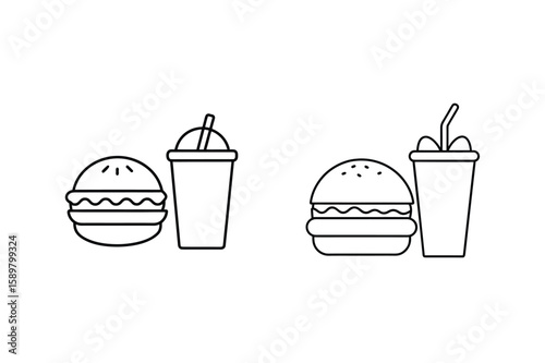Burger and drink icons beverage fast food