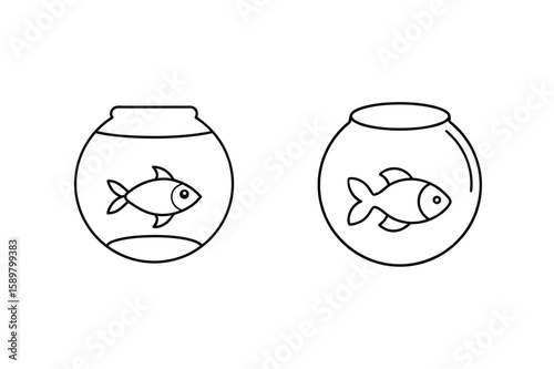 Two fishbowls with fish aquatic simple