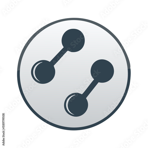 Connected dots diagram featuring networking or linking two entities inside a gray and white icon