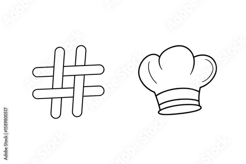 Hashtag symbol and chef hat cooking