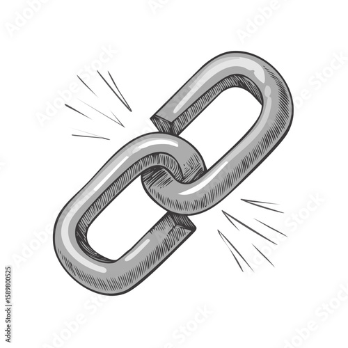 Metallic Chain Link Connection Strength Interlock Secure Binding Sketch