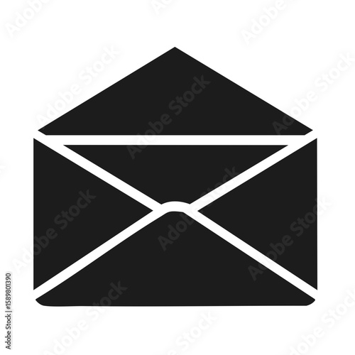 Black and white illustration of a sealed envelope with sharp edges and a minimalist design