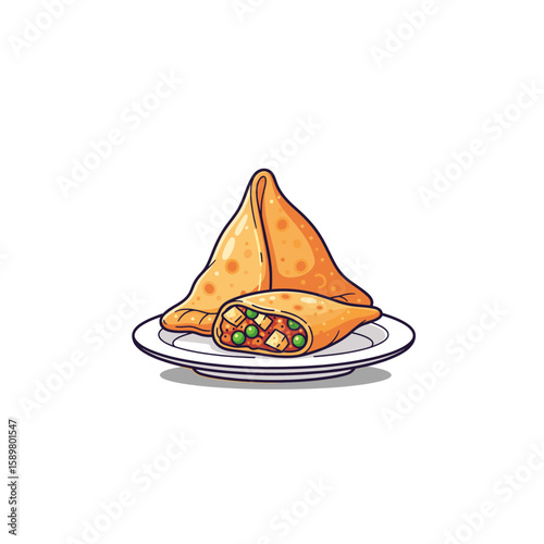 Samusa icon logo flat vector design