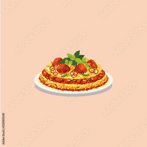 Biriyani Desi Food icon logo flat vector design