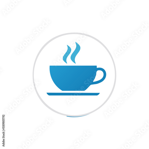 Steaming Blue Coffee Cup Icon Design Hot Beverages Vector Illustration