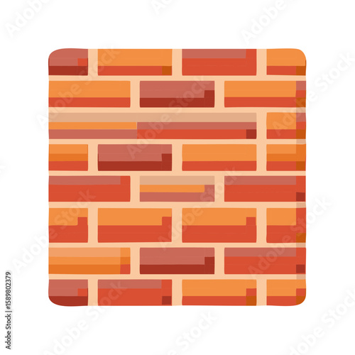 Brick Wall Pattern with Orange and Red Bricks Rectangular Construction