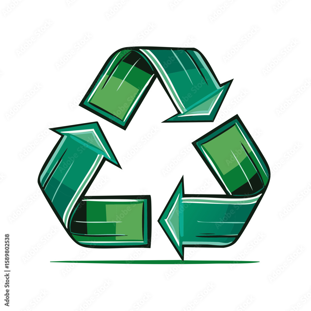 Obraz premium Stylized Green Arrows Forming a Recycling Symbol for Eco-Conscious Designs