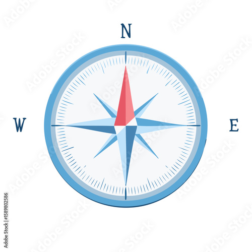 Simple Graphic Compass Illustration Indicating Direction Navigational Tool