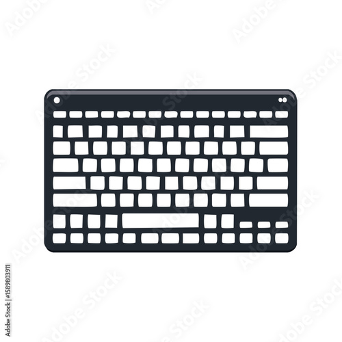 Black Tablet Computer Keyboard Vector Flat Design Modern Style