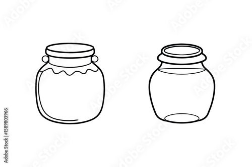 Two jars with liquid container glass