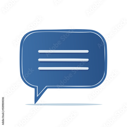 Dark Blue Cartoon Chat Bubble With Three Lines Symbolizing Text Message