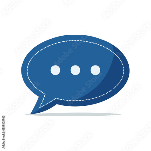 Cartoon Speech Bubble Icon with Three Dots for Thought, Dialogue, and Communication