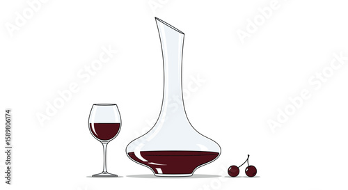 Elegant crystal wine decanter set with grape aromas and classic red wine experience
