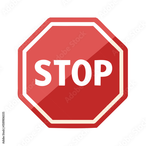 Red and white octagon Stop sign for traffic safety and pedestrian crossing regulation