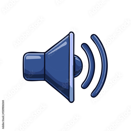Cartoon Loudspeaker Icon with Sound Waves Digital Illustration on White