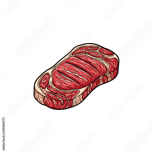 Steak cut meat icon logo flat vector design