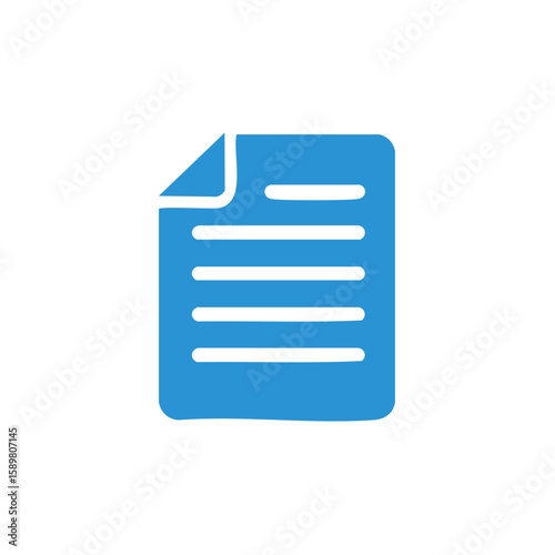 Blue document icon with lines. Symbol for content, file, page and paper. Simple illustration for design asset.