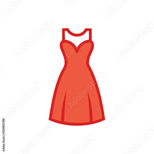 Stylized sleeveless dress illustration showcasing modern fashion and minimalist design elements on white