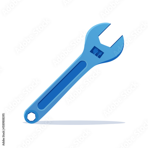 Adjustable Wrench Depicts Mechanical Solutions and DIY Projects in Blue Tones
