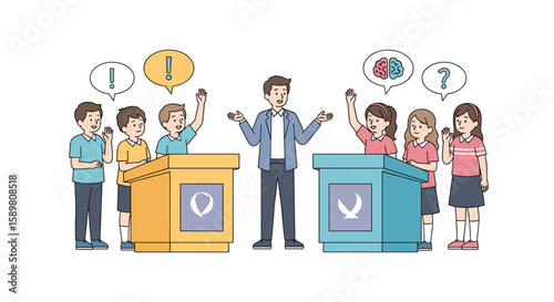 Young debaters engage in lively discussion during school competition