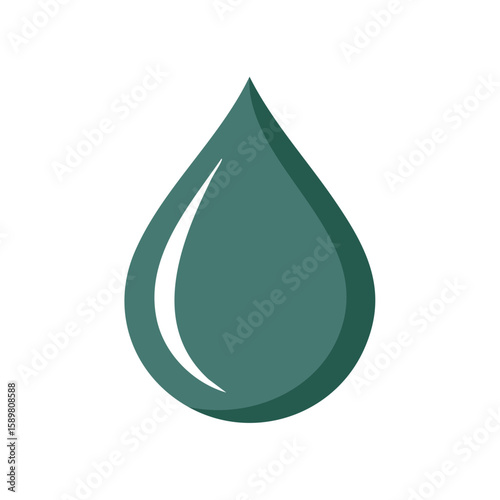 Stylized teal water droplet icon with subtle shadow and light reflection on white
