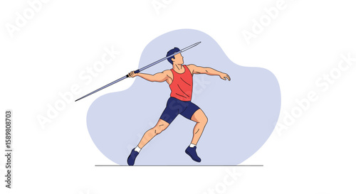 Athlete demonstrates skill in javelin throwing with powerful arm motion