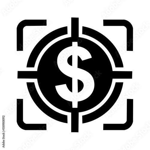Focused Finance Icon, Dollar Symbol Target, Investment Aim, Business Goal