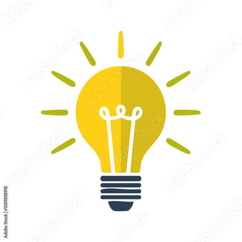 Bright Yellow Light Bulb Symbolizing New Ideas and Solutions - Concept Art