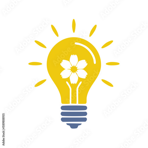 Innovative lightbulb with flower creative energy vector for spring ideas, seasons and concepts