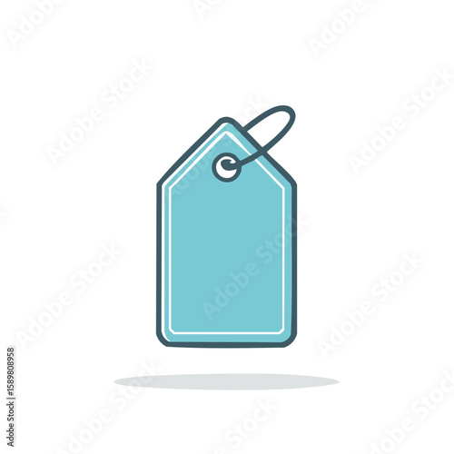Price Tag with Simple Design isolated on White Turquoise blank pricing tag for sales or product information marketing.