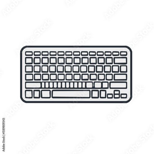 Computer Keyboard Outline Illustration Clean Modern Interface Typing Technology