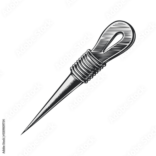 Awl Tool Engraving Style Illustration for Leather Crafting or Sewing Projects
