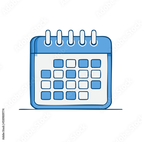 Blue Calendar Illustration of Schedule Organization and Time Management Tasks Reminder