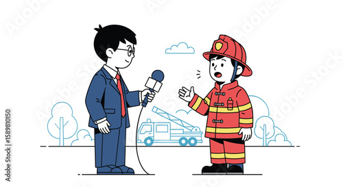 Journalist interviews brave firefighter about heroic rescue efforts after dramatic emergency incident
