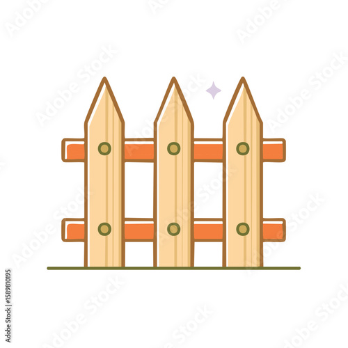 Wooden picket fence with post and rail vector illustration outdoor barrier for property line and decorative garden edging border