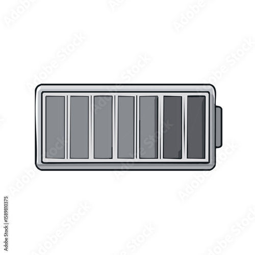 Low battery charging status indicator with gray bars on white background