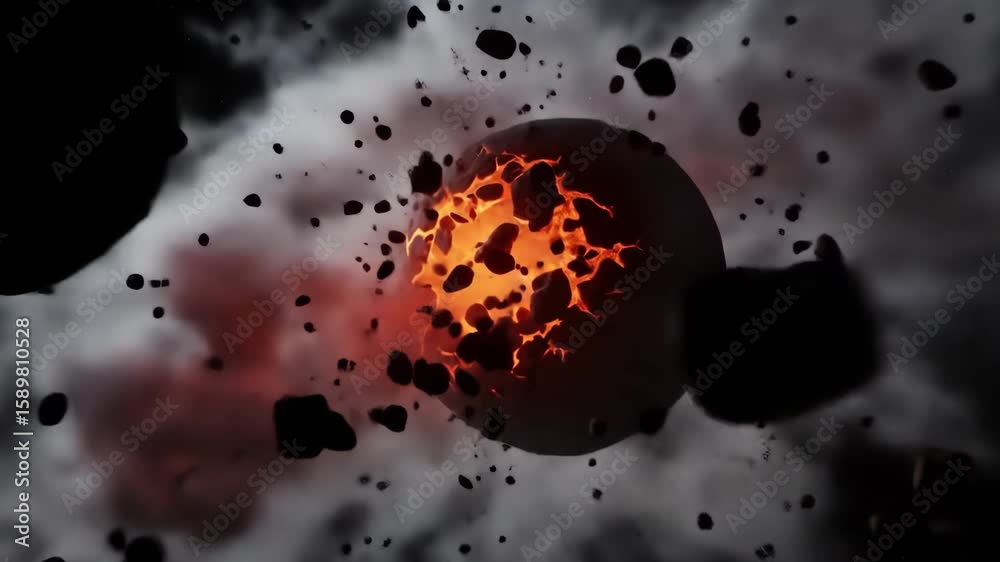 Planetary Collision and Destruction in Space - A dramatic depiction of ...