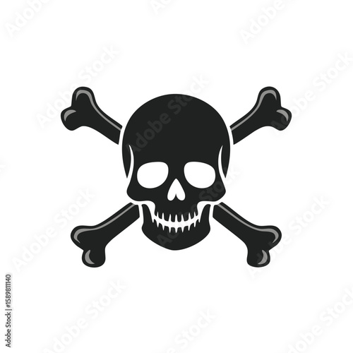Skull and Crossbones Icon Vector Image Featuring Death Symbol and Halloween Motif