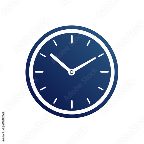 Blue Clock Illustration Showing the Time, Timepiece with Hands