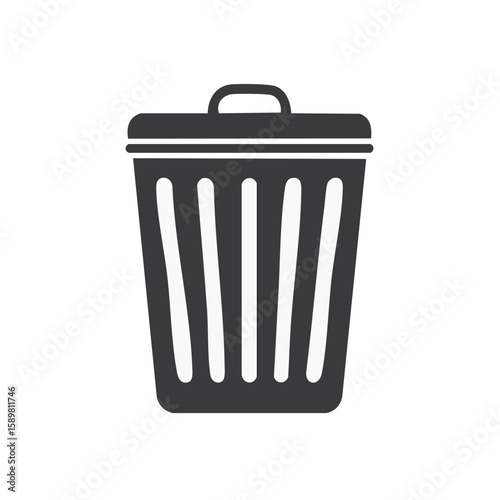 Recycle Bin Icon Closed Lid Concept Waste Management Symbol Container Garbage Can Cleanliness