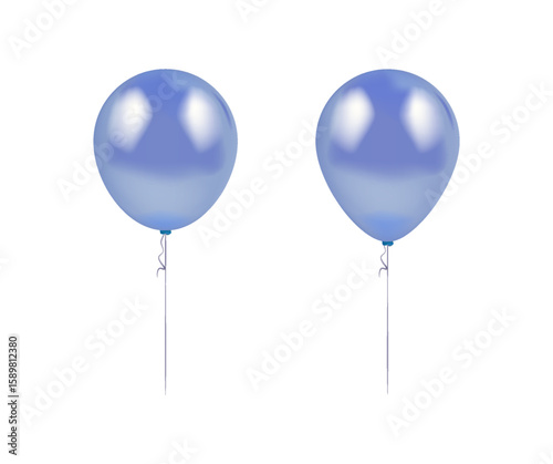 Blue realistic shiny balloons shapes.