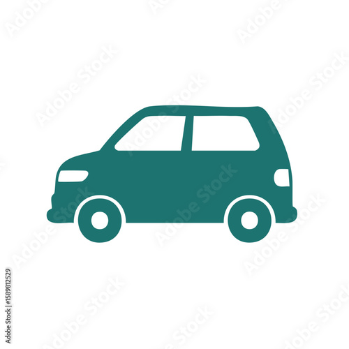 Teal Car Illustration: Vehicle, Auto, Transportation Design, Automotive Industry Concept