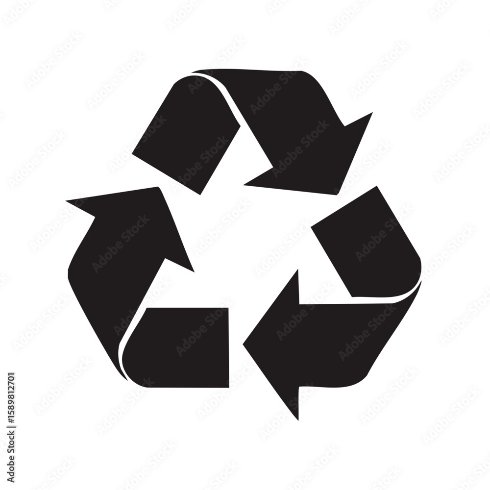 Recycling Symbol Black Silhouette for Ecology and Sustainability Concept Recycling Symbol Black Silhouette for Ecology and Sustainability Concept