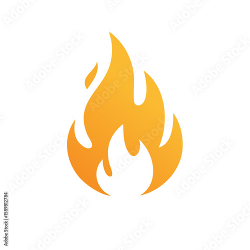 Stylized Fire Flame Vector Illustration with Dynamic Yellow Orange Gradient