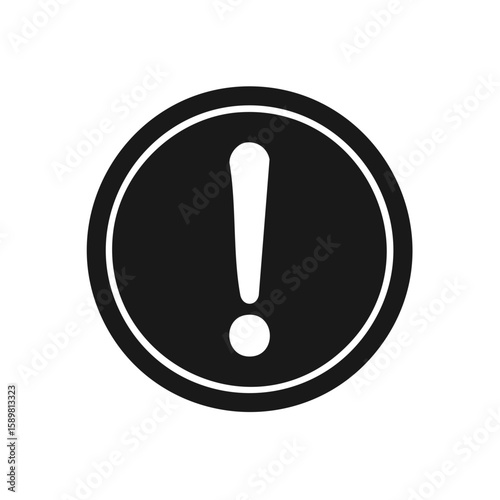Warning icon alert attention button circle sign symbol risk solution exclamation mark