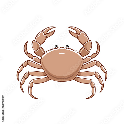 Cute Cartoon Crab with Large Claws and Eyes Ready for Nautical Fun Clipart, Mascot, Emblem, T-Shirt Graphic, and Children's Book Illustration