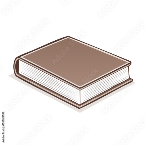 Closed Hardcover Book Illustration Brown Color Simple Minimalist Reading Education