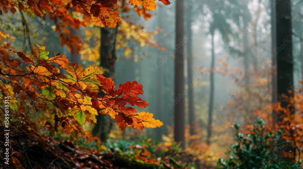 Naklejka premium leaves in autumn forest, no logos, no brands