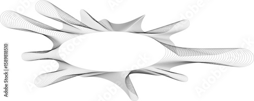 Abstract design with a central hollow circle and radial dotted extensions forming horizontal streaks.